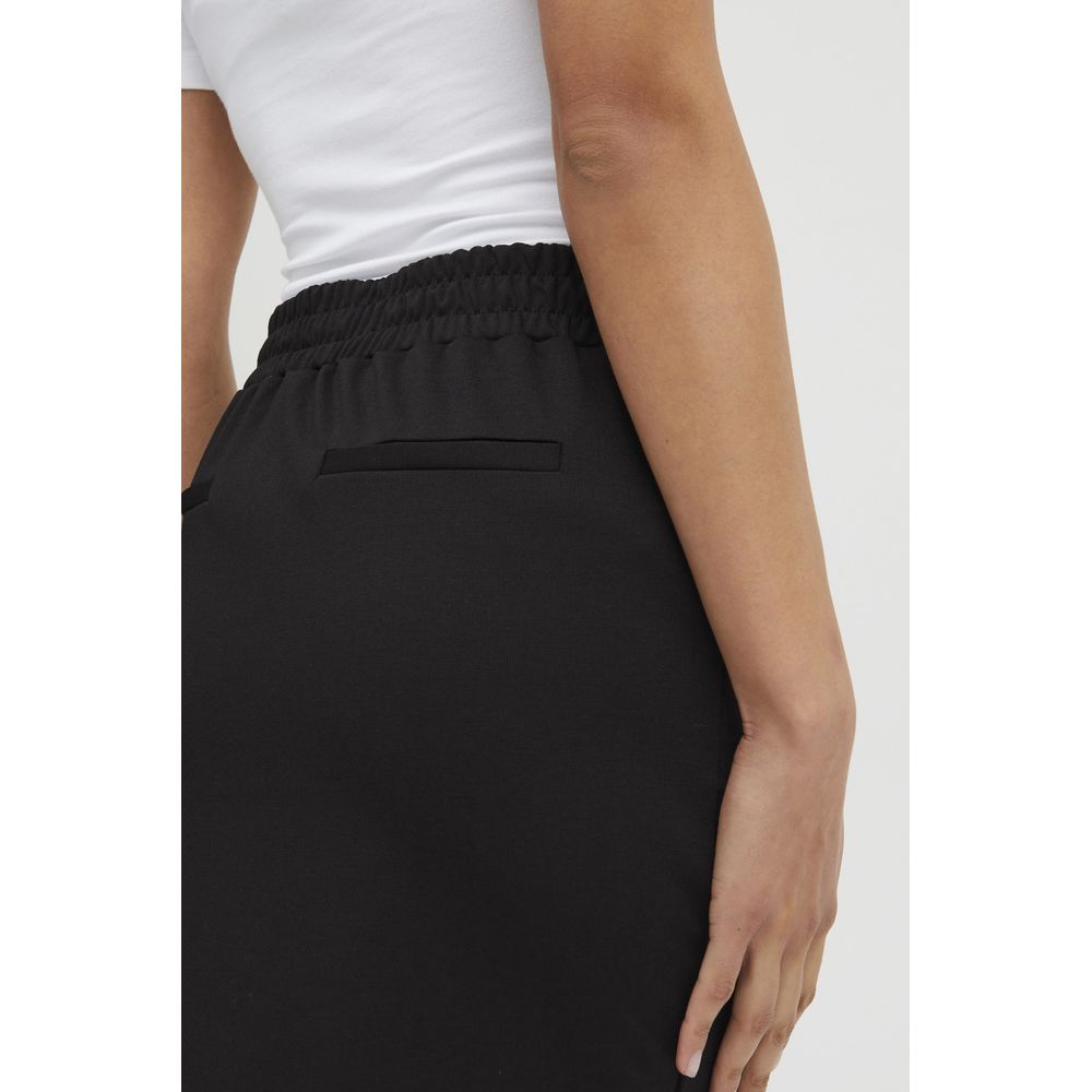 ICHI Black Polyester Mini Skirt ICHI