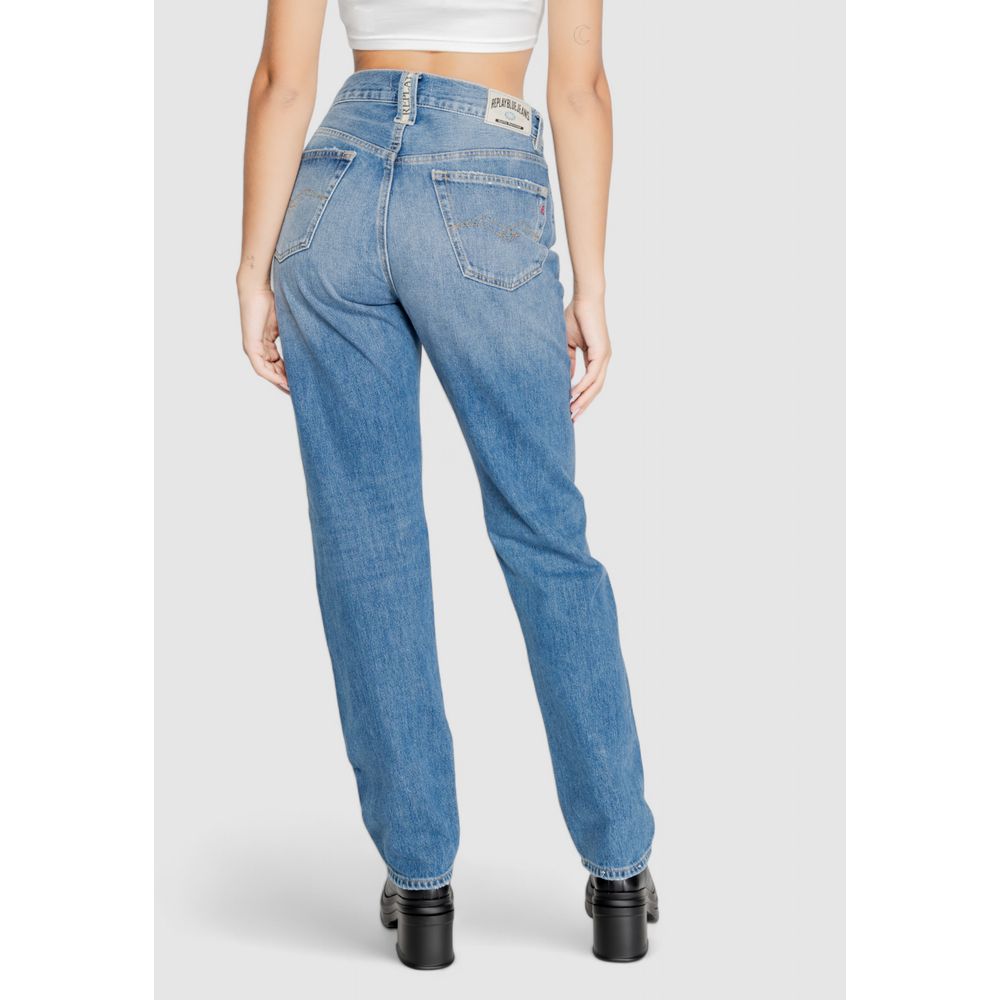 Replay Blue Cotton Mom Jeans Replay