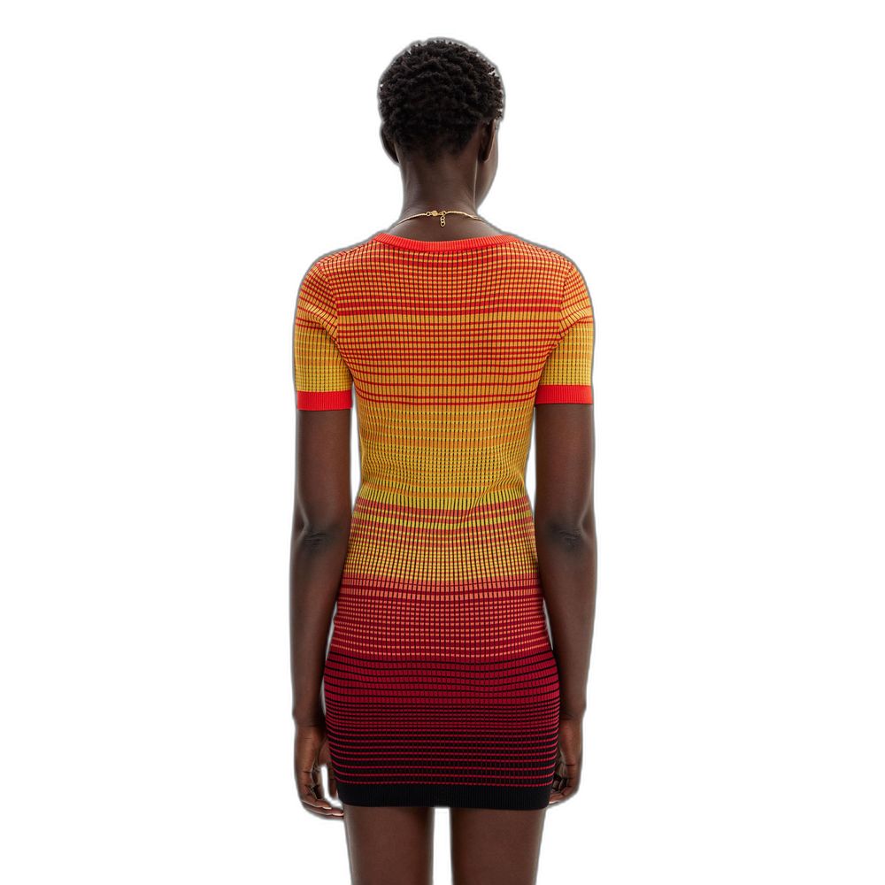 Desigual Red Viscose Midi Dress Desigual