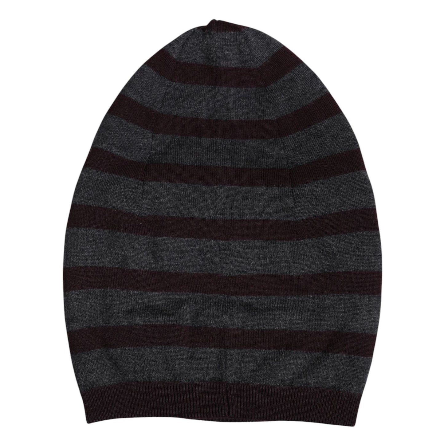 Dolce & Gabbana Gray Striped Wool Knitted Winter Beanie Hat