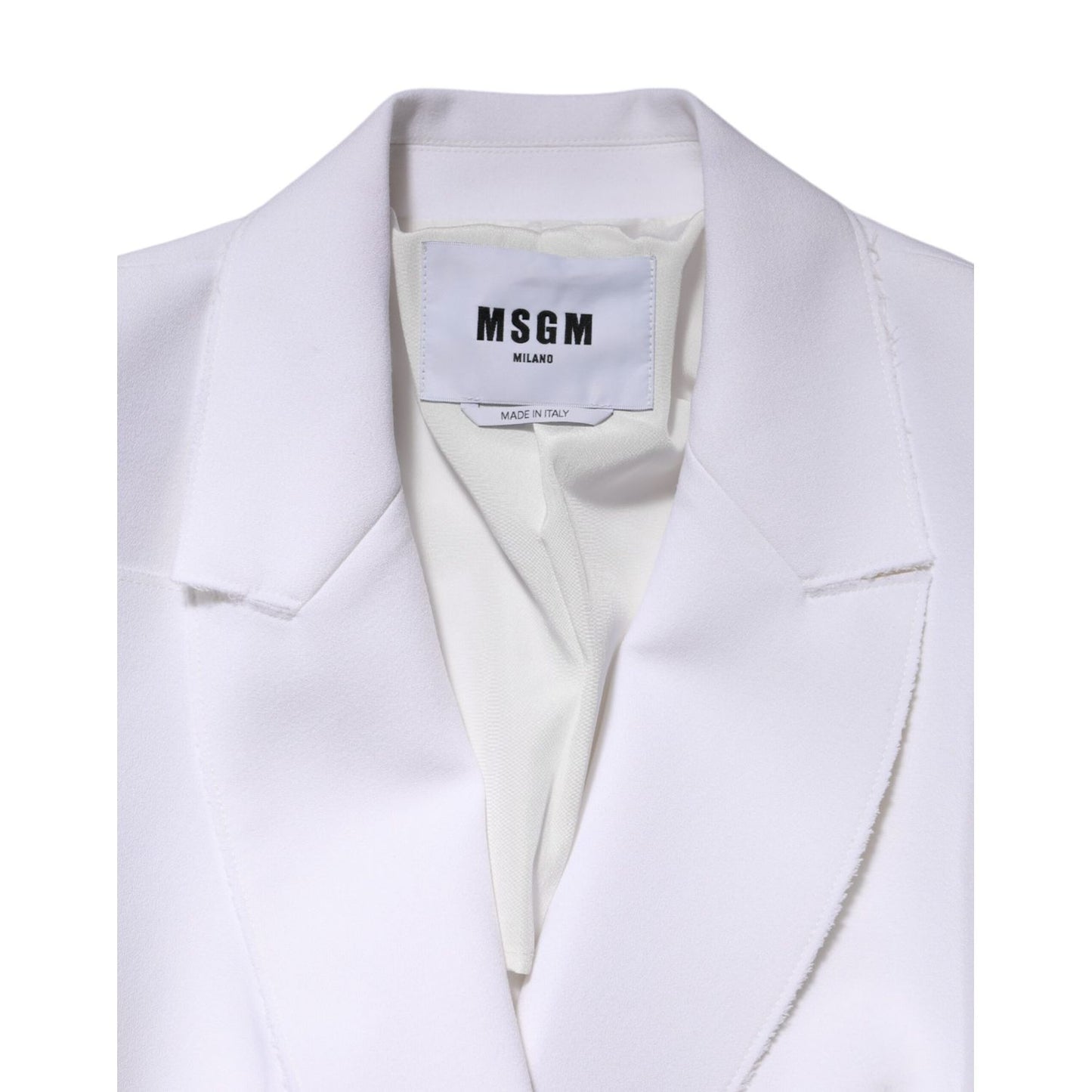 MSGM White Polyester Long Sleeves Ruffled Wrap Jacket MSGM
