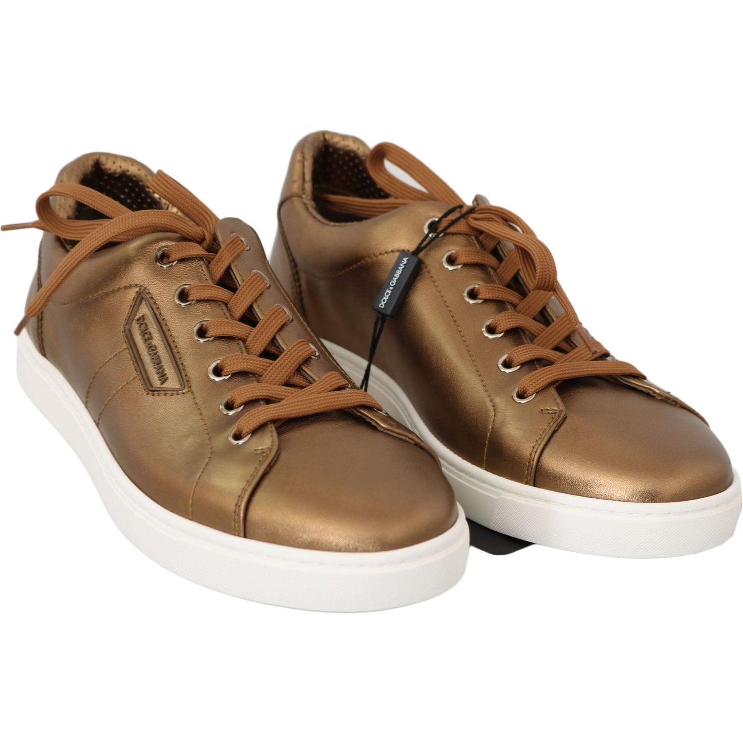 Dolce & Gabbana Golden Metallic Leather Sneakers Dolce & Gabbana