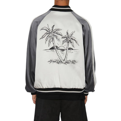 Palm Angels Gray Acetate Bomber 1728,75611013280,Bombers - Jackets & Coats - Clothing,Clothing,Gray,Jackets & Coats - Clothing,L,Men,New with tags,Palm Angels,XL