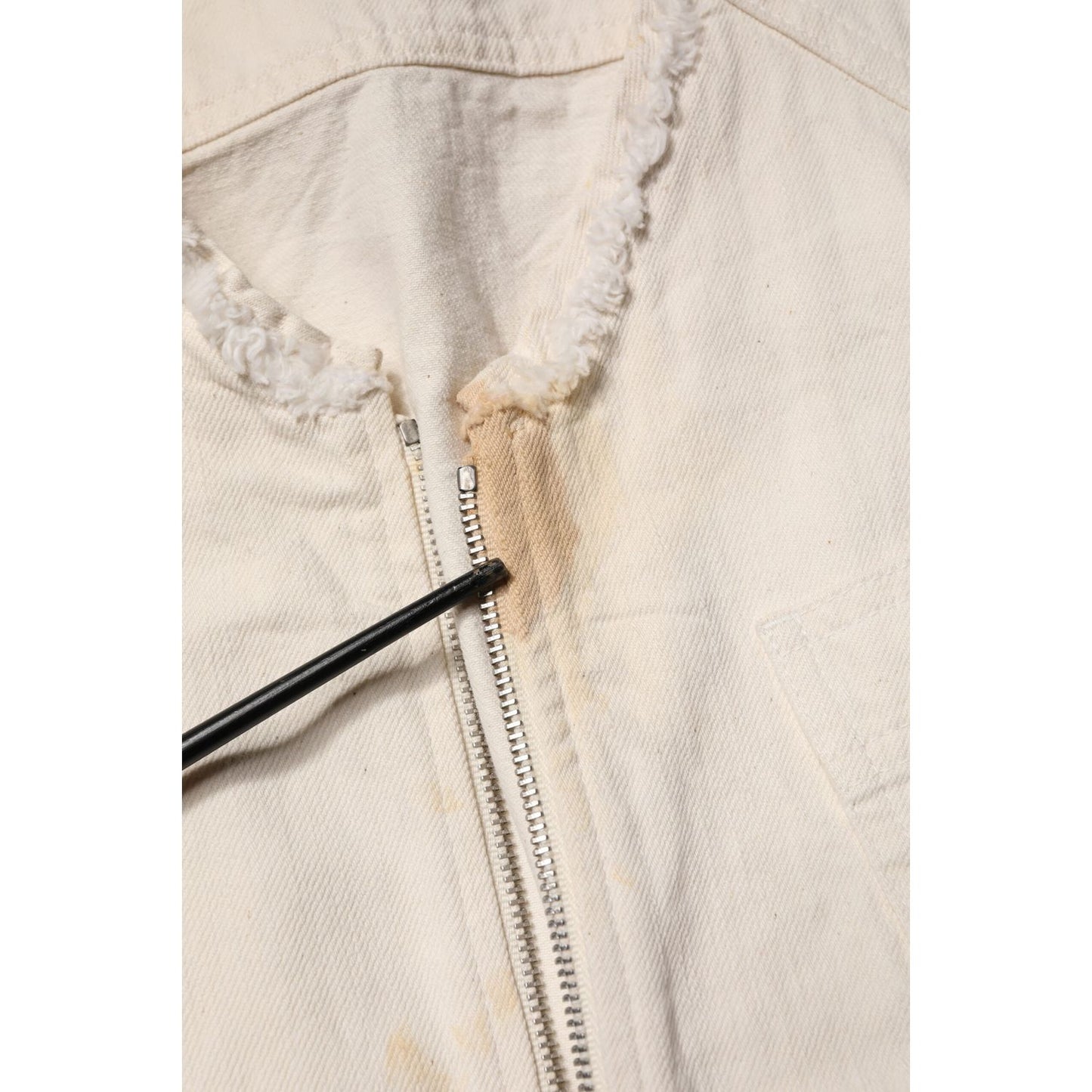 Dolce & Gabbana Off White Cotton Full Zip Denim Men Blouson Jacket