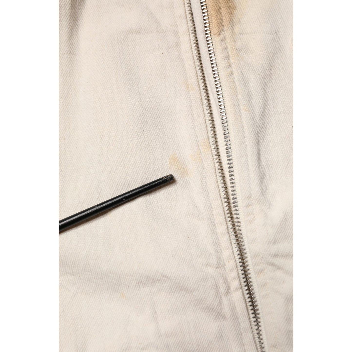 Dolce & Gabbana Off White Cotton Full Zip Denim Men Blouson Jacket