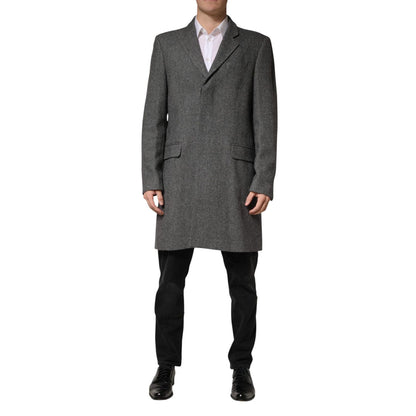Dolce & Gabbana Gray Single Breasted Men Trench Coat Jacket