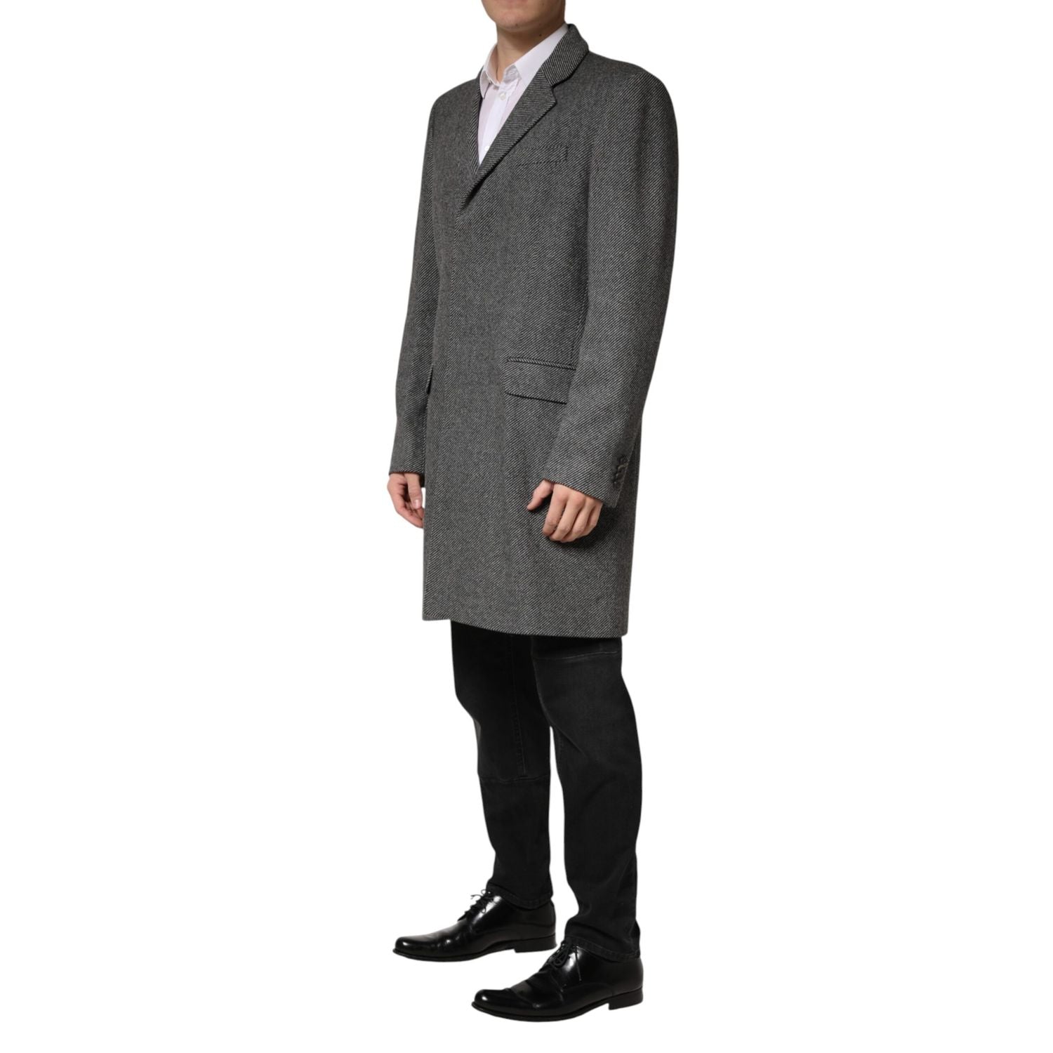 Dolce & Gabbana Gray Single Breasted Men Trench Coat Jacket