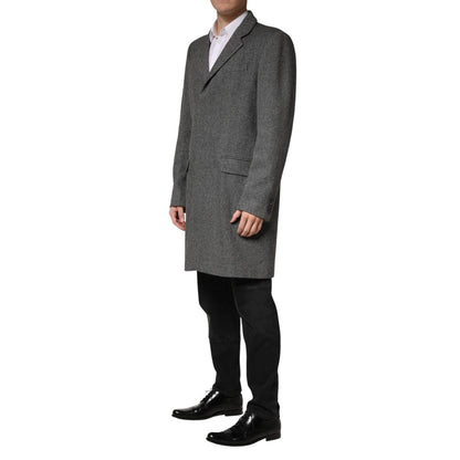 Dolce & Gabbana Gray Single Breasted Men Trench Coat Jacket