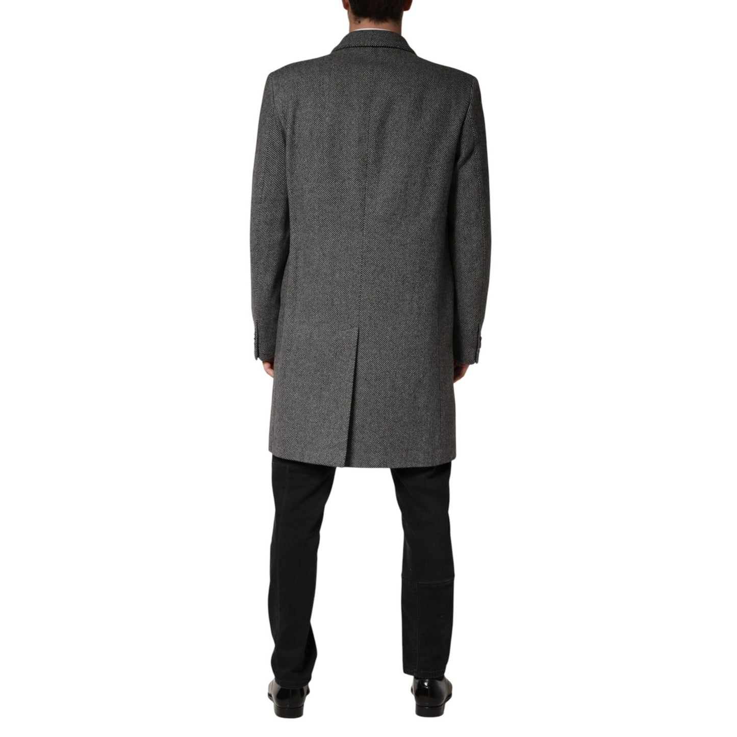 Dolce & Gabbana Gray Single Breasted Men Trench Coat Jacket