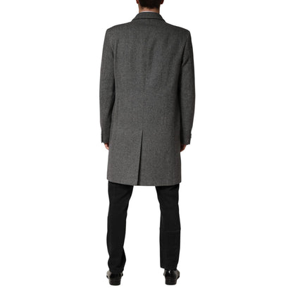 Dolce & Gabbana Gray Single Breasted Men Trench Coat Jacket