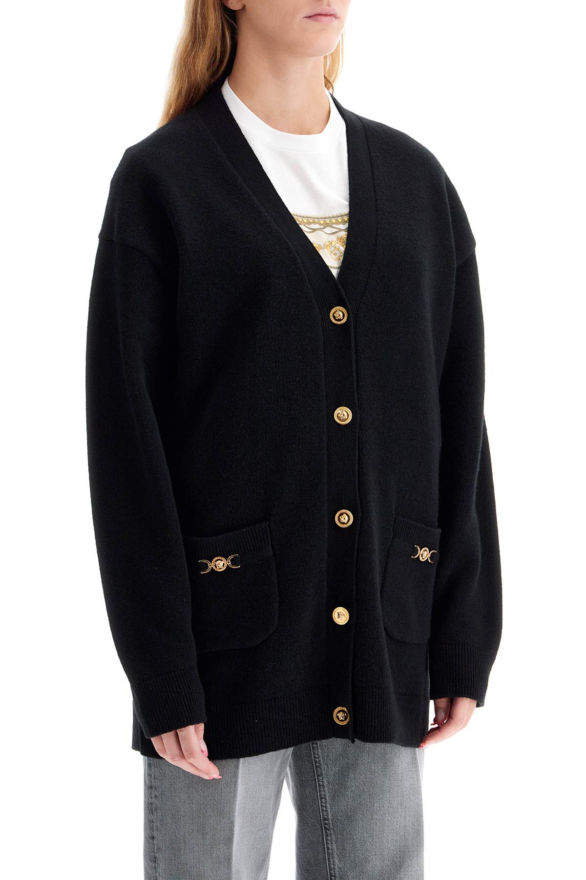 Versace boxy wool and cashmere cardigan Knitwear Versace