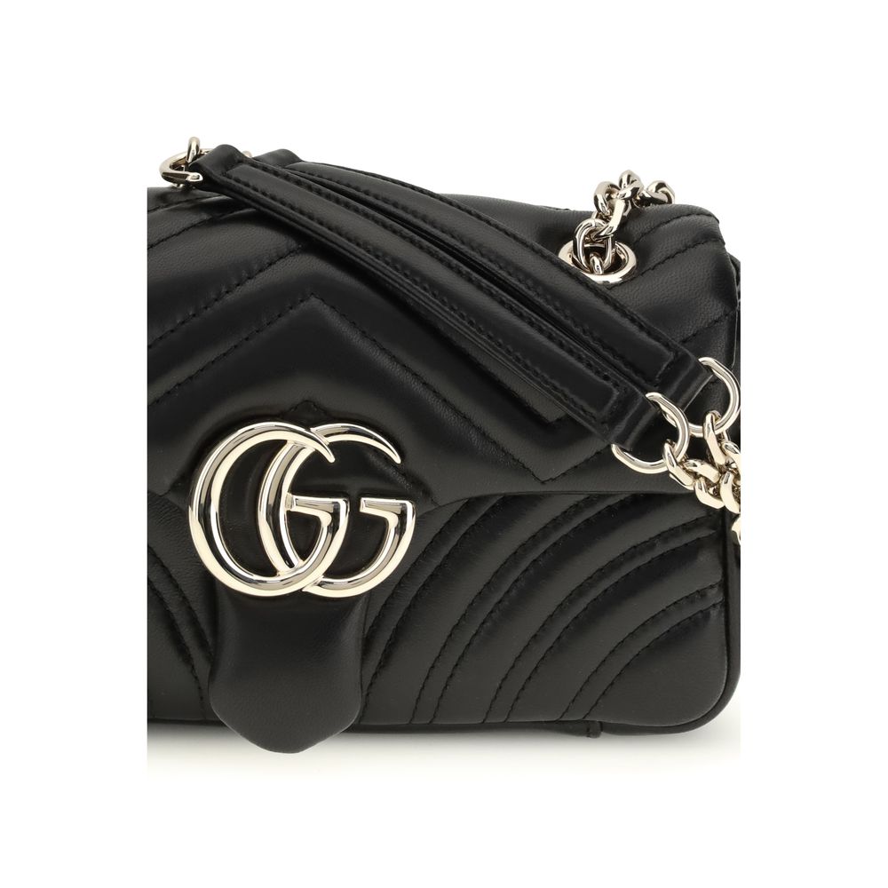 Gucci Black Matelassé Lambskin The GG Marmont small Shoulder Bag