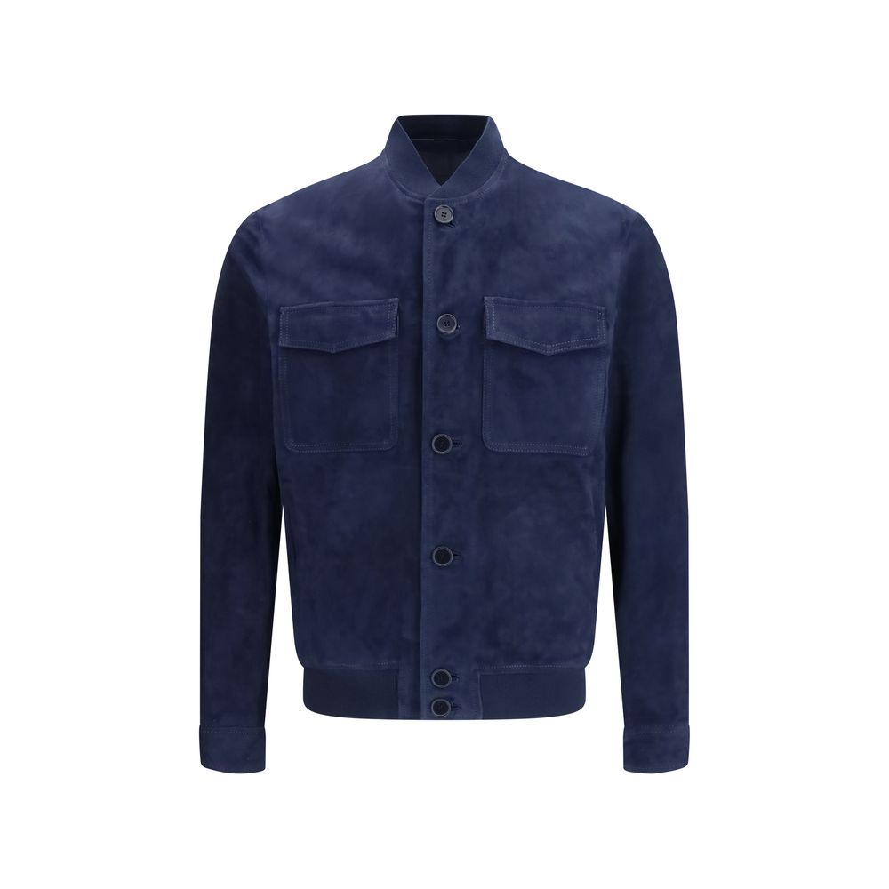 Salvatore Santoro Blue Calf Leather Bos Taurus Shell Jacket 1728,72470364320,Blue,Clothing,IT48 | M,IT50 | L,IT52 | XL,Jackets & Coats - Clothing,Men,New with tags,Salvatore Santoro,Shell Jackets - Jackets & Coats - Clothing