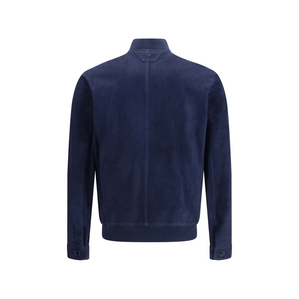 Salvatore Santoro Blue Calf Leather Bos Taurus Shell Jacket 1728,72470364320,Blue,Clothing,IT48 | M,IT50 | L,IT52 | XL,Jackets & Coats - Clothing,Men,New with tags,Salvatore Santoro,Shell Jackets - Jackets & Coats - Clothing
