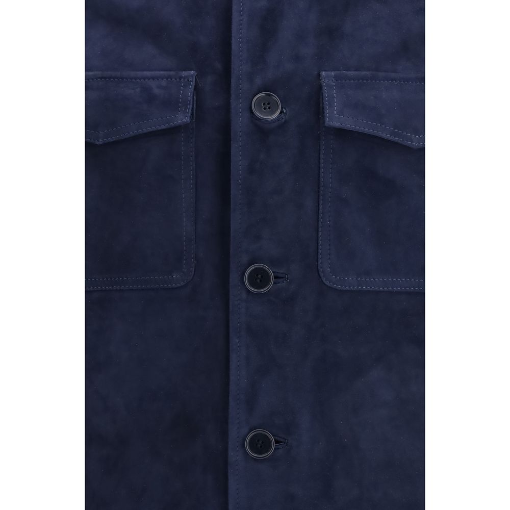 Salvatore Santoro Blue Calf Leather Bos Taurus Shell Jacket 1728,72470364320,Blue,Clothing,IT48 | M,IT50 | L,IT52 | XL,Jackets & Coats - Clothing,Men,New with tags,Salvatore Santoro,Shell Jackets - Jackets & Coats - Clothing