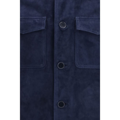 Salvatore Santoro Blue Calf Leather Bos Taurus Shell Jacket 1728,72470364320,Blue,Clothing,IT48 | M,IT50 | L,IT52 | XL,Jackets & Coats - Clothing,Men,New with tags,Salvatore Santoro,Shell Jackets - Jackets & Coats - Clothing