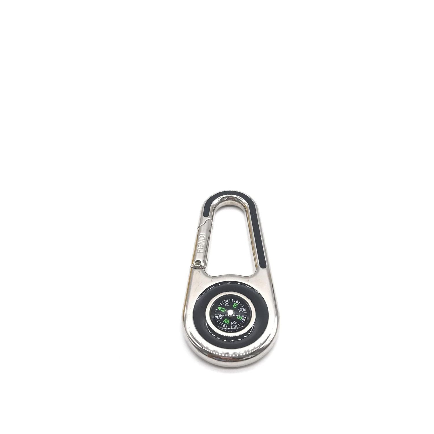 Fendi Silver Metal Compass Charm Keychain