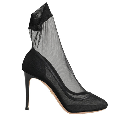 Dolce & Gabbana Black Nylon Stretch Mesh Sock Boots Shoes 1728,67345645728,Ankle - Boots - Shoes,Black,Boots - Shoes,Dolce & Gabbana,EU39/US8.5,High Heel - Boots - Shoes,Material: 14%Elastane+77%Nylon+09lf,Preowned / Defect,Shoes,Women