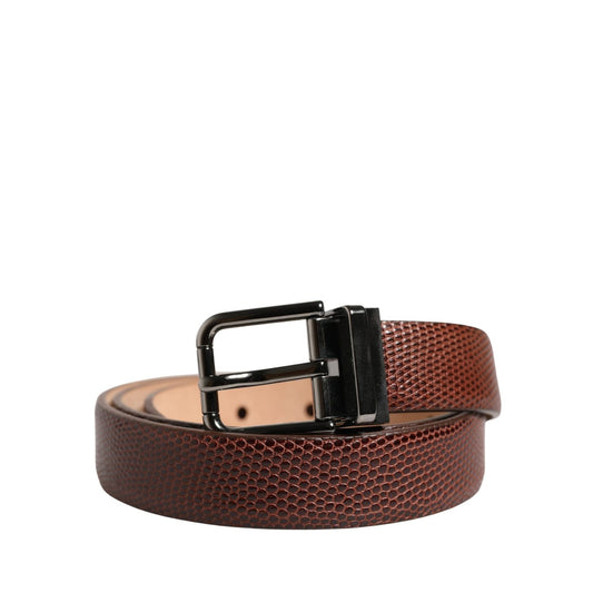 Dolce & Gabbana Men Brown Goatskin Leather Metal Buckle Belt