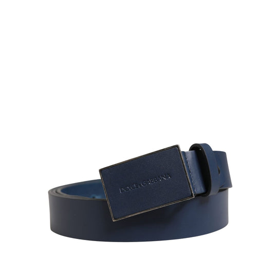 Dolce & Gabbana Men Blue Calf Leather Logo Metal Buckle Belt 115 cm / 46 Inches,1728,67345645728,Accessories,Belts - Accessories,Blue,Dolce & Gabbana,Material: 100% Calf Leather,Men,Preowned / Defect,Regular Belts - Belts - Accessories