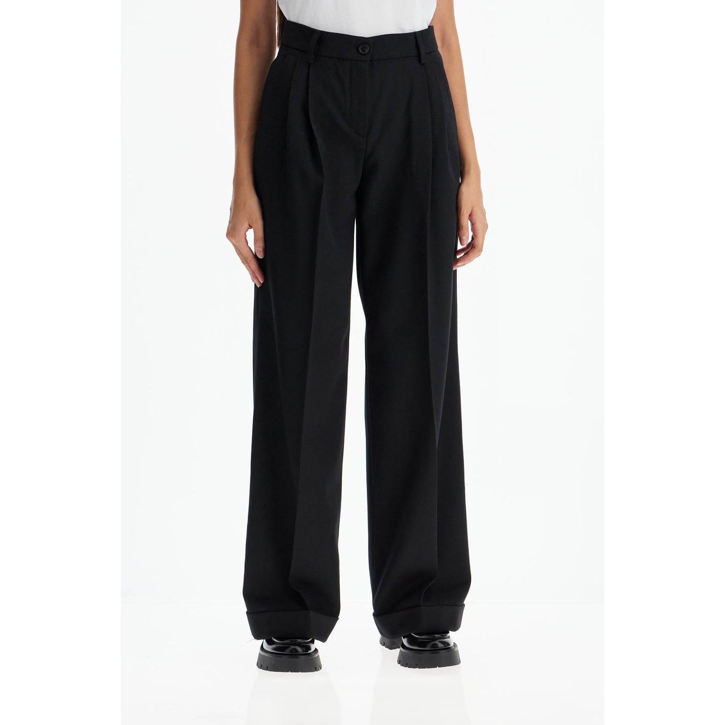 Pinko twill wide-leg trousers in pal Trousers Pinko