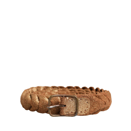 Ermanno Scervino Brown Leather Braided Metal Buckle Belt
