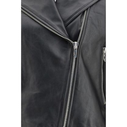 Diesel Black Calf Leather Bos Taurus Leather Jacket