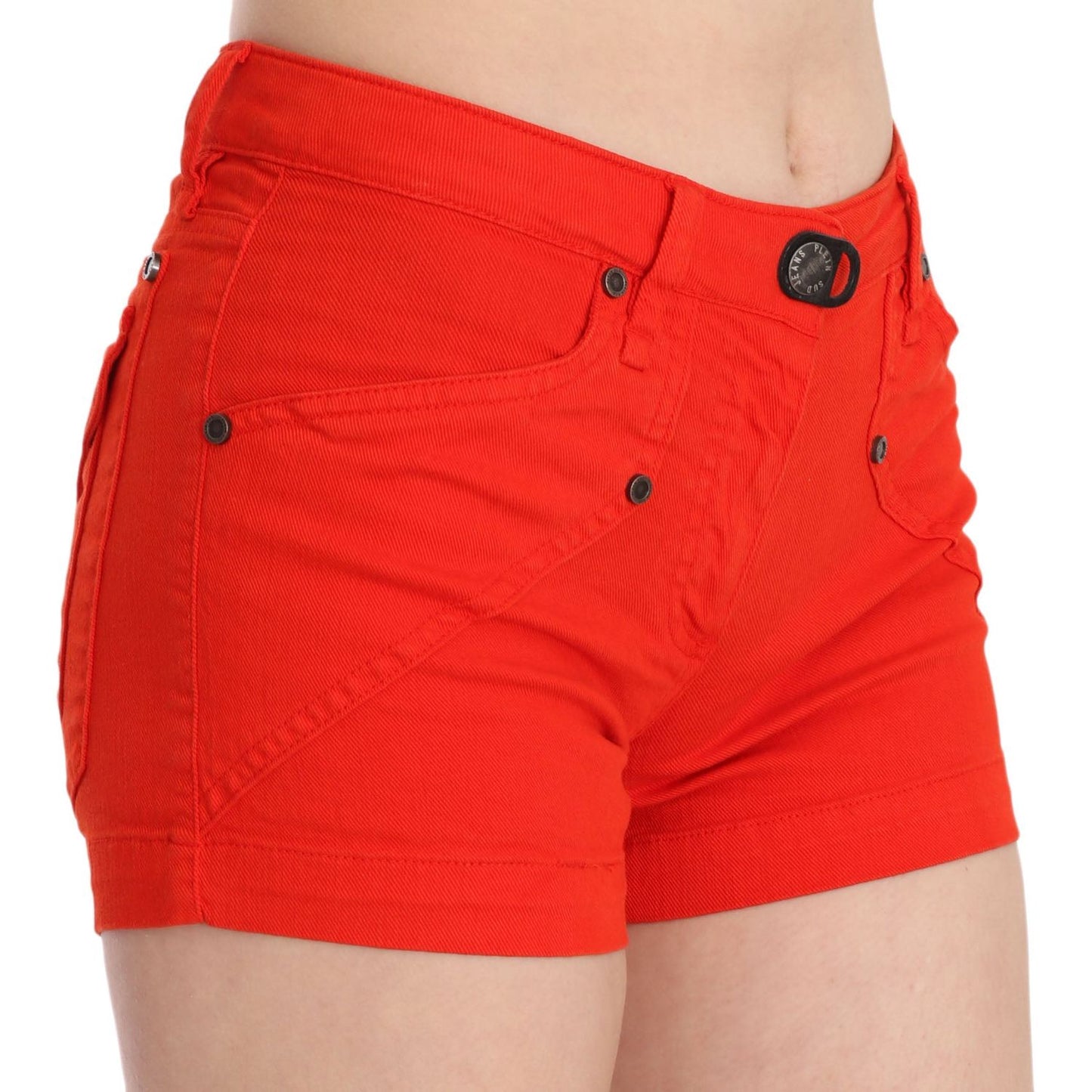 PLEIN SUD Chic Mid Waist Mini Shorts in Vibrant Orange PLEIN SUD