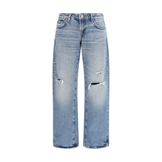 7FOR Blue Cotton Straight-Leg Jeans 1728,26,27,28,72470364320,7FOR,Blue,Clothing,Jeans Denim - Clothing,New with tags,Straight-Leg Jeans - Jeans Denim - Clothing,W25,Women