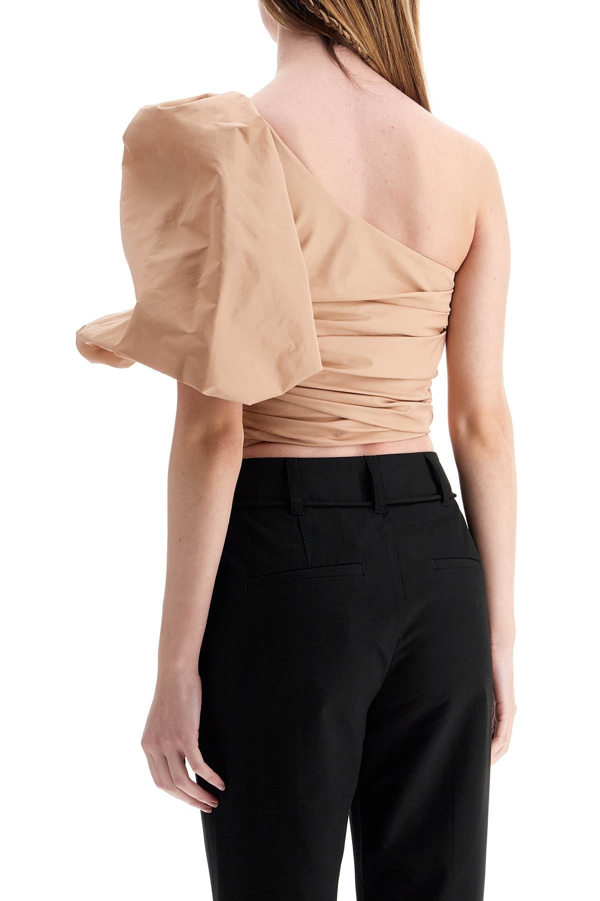 Pinko asymmetrical one-shoulder taffeta top in cameo pink Topwear Pinko