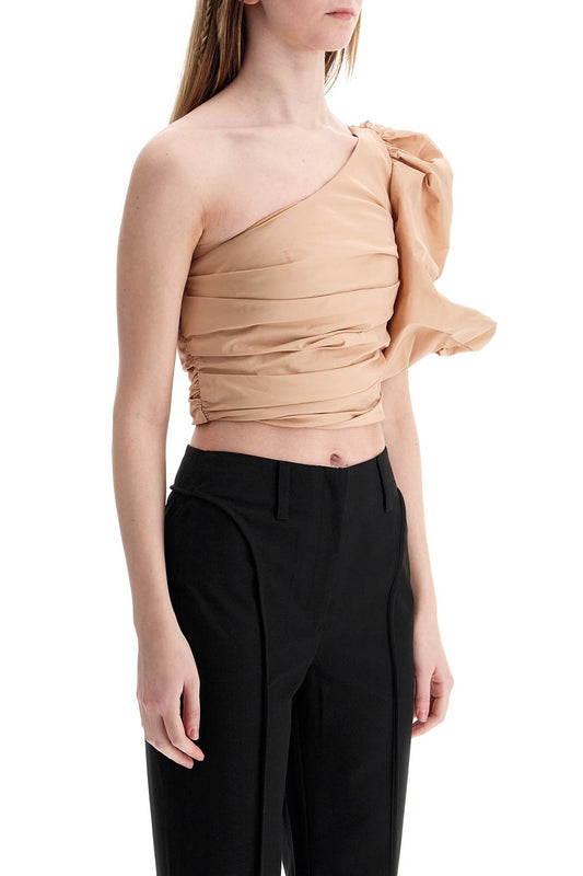 Pinko asymmetrical one-shoulder taffeta top in cameo pink Topwear Pinko