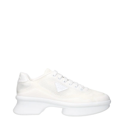 Prada White Fabric Low Top Sneakers