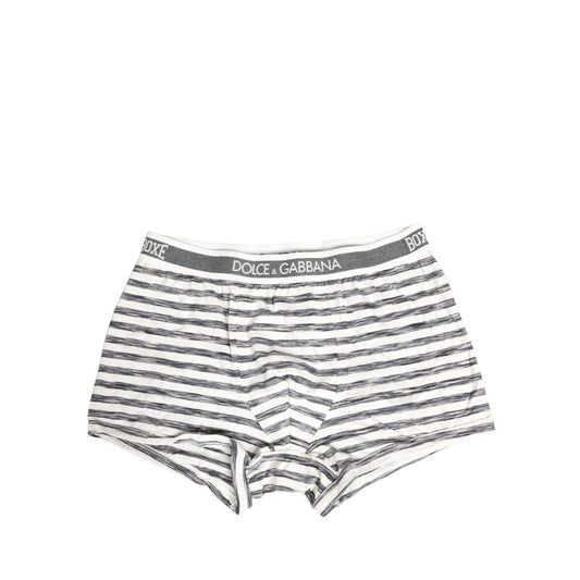 Dolce & Gabbana Gray White Stripes Men Regular Boxer Underwear