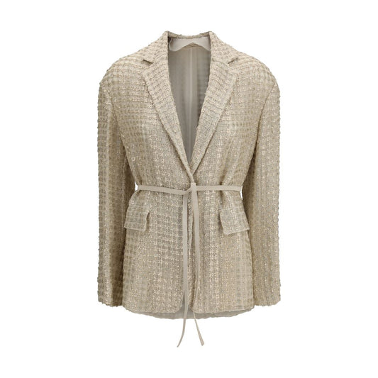 Brunello Cucinelli Beige Silk Jackets And Coat 1728,72470364320,Beige,Brunello Cucinelli,Clothing,IT44 | L,Jackets & Coats - Clothing,New with tags,Women
