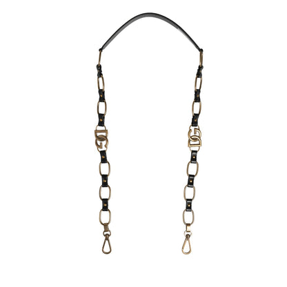 Dolce & Gabbana Black Leather Gold Chain Bag Accessory Shoulder Strap