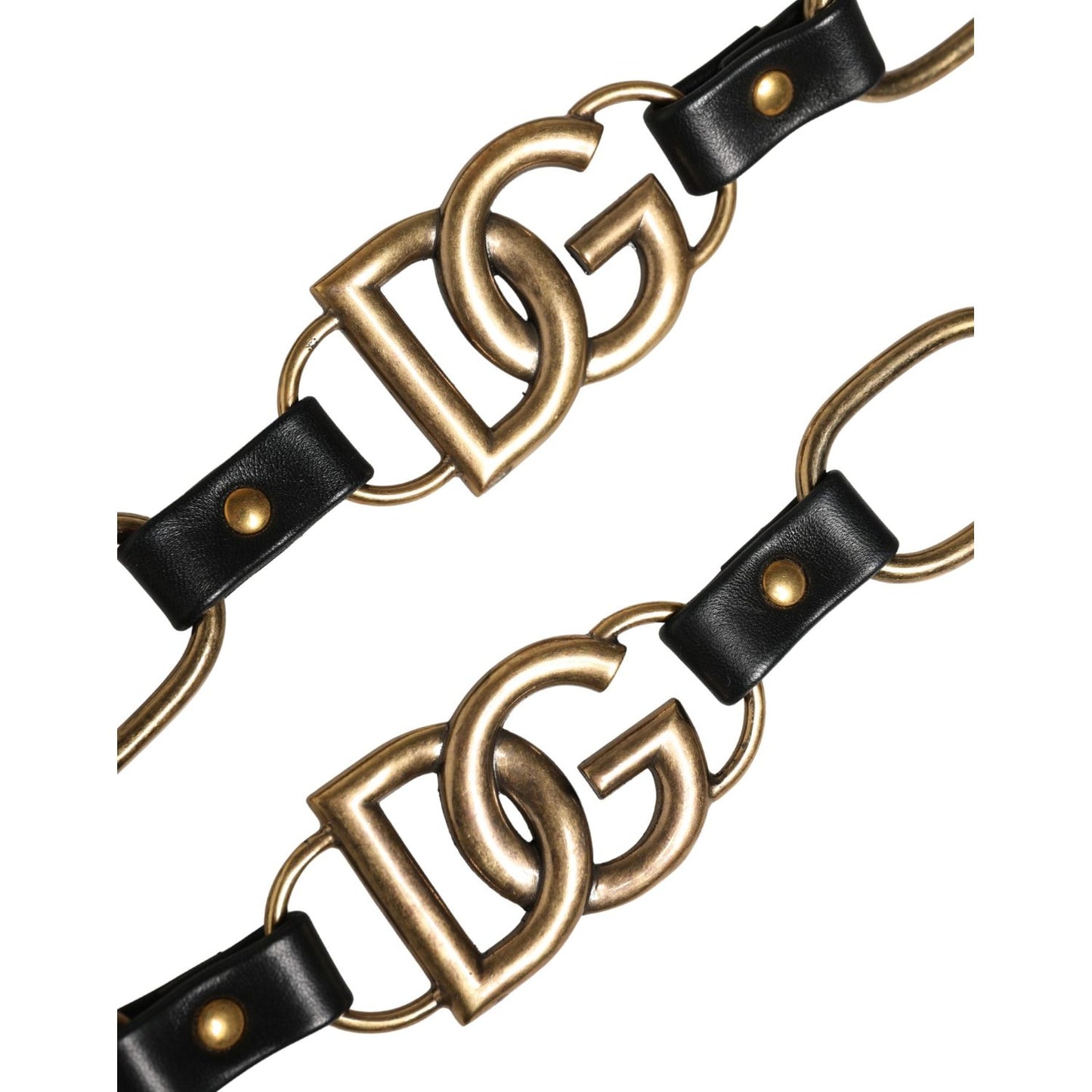 Dolce & Gabbana Black Leather Gold Chain Bag Accessory Shoulder Strap
