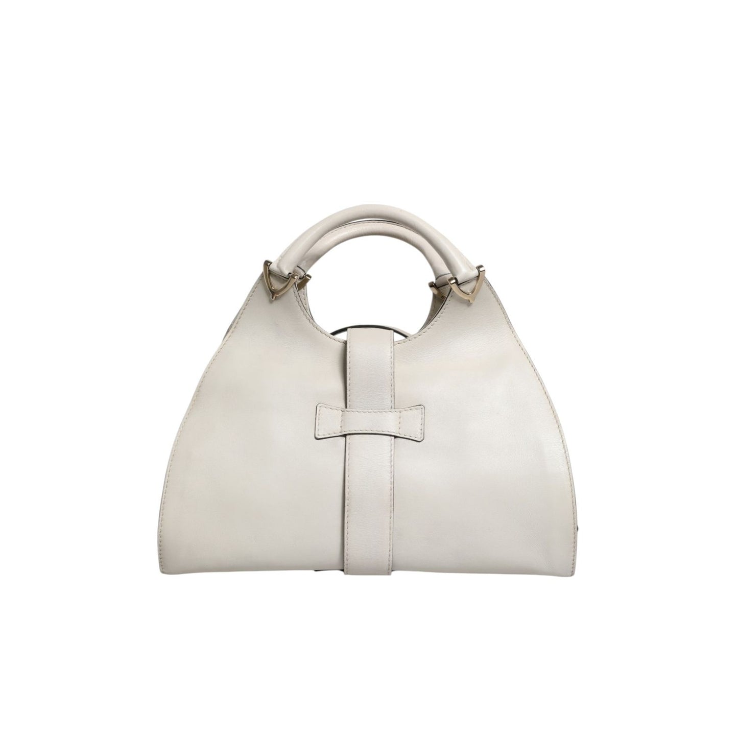 Gucci White Leather Stirrup Top Handle Bag