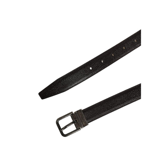 Dolce & Gabbana Brown Calf Leather Vintage Style Silver Buckle Belt