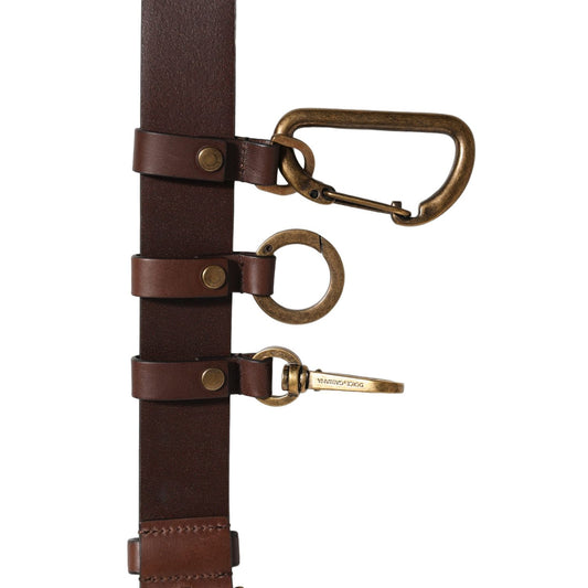 Dolce & Gabbana Brown Calfskin Leather Gold Metal Buckle Belt