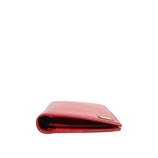 Dolce & Gabbana Red Dauphine Leather ID Men Card Holder Bifold Wallet