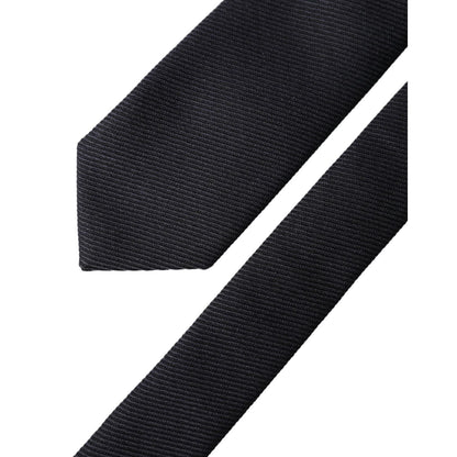 Dolce & Gabbana Dark Blue Solid 100% Silk Adjustable Men Tied Necktie Tie