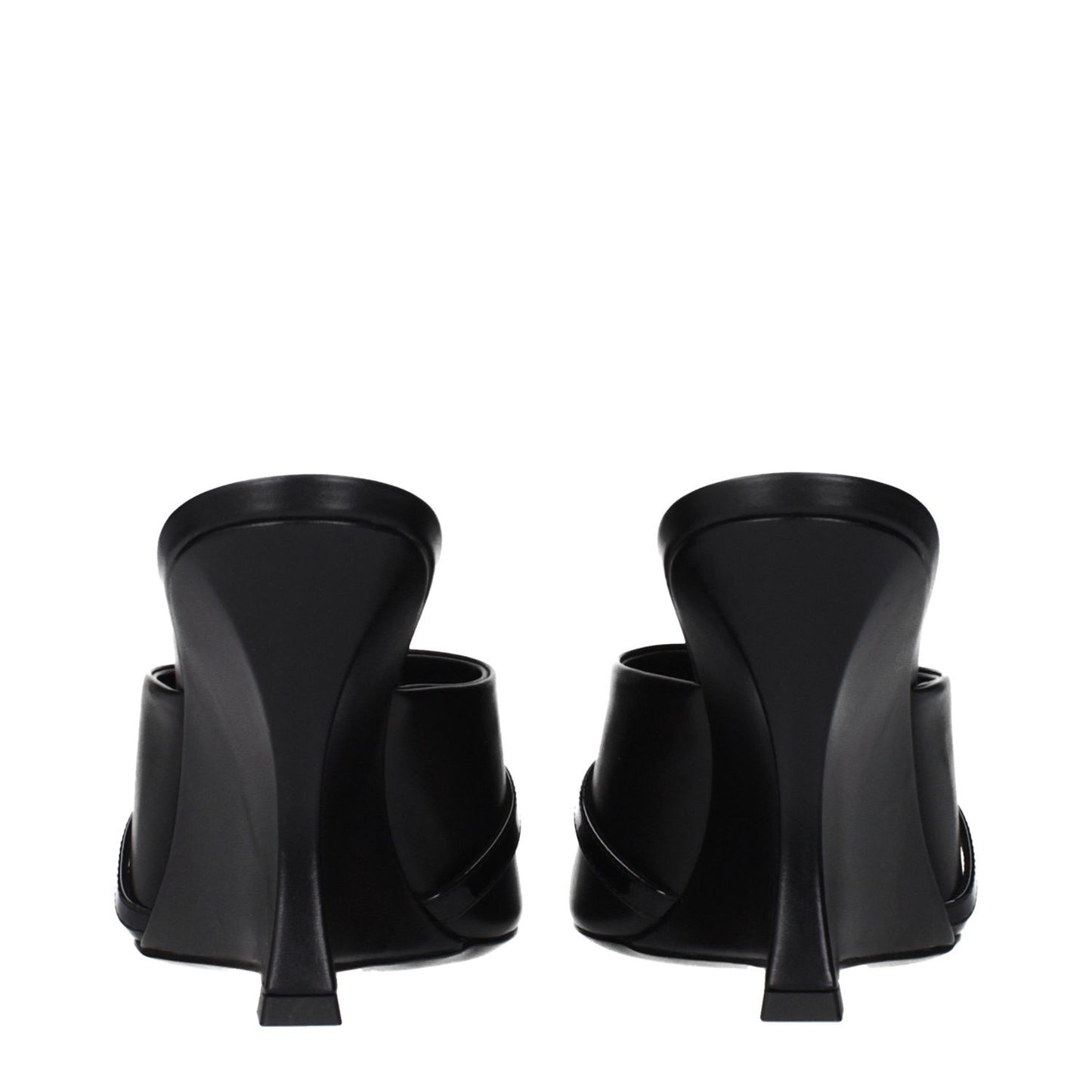 Versace Black Leather Wedge Sandals