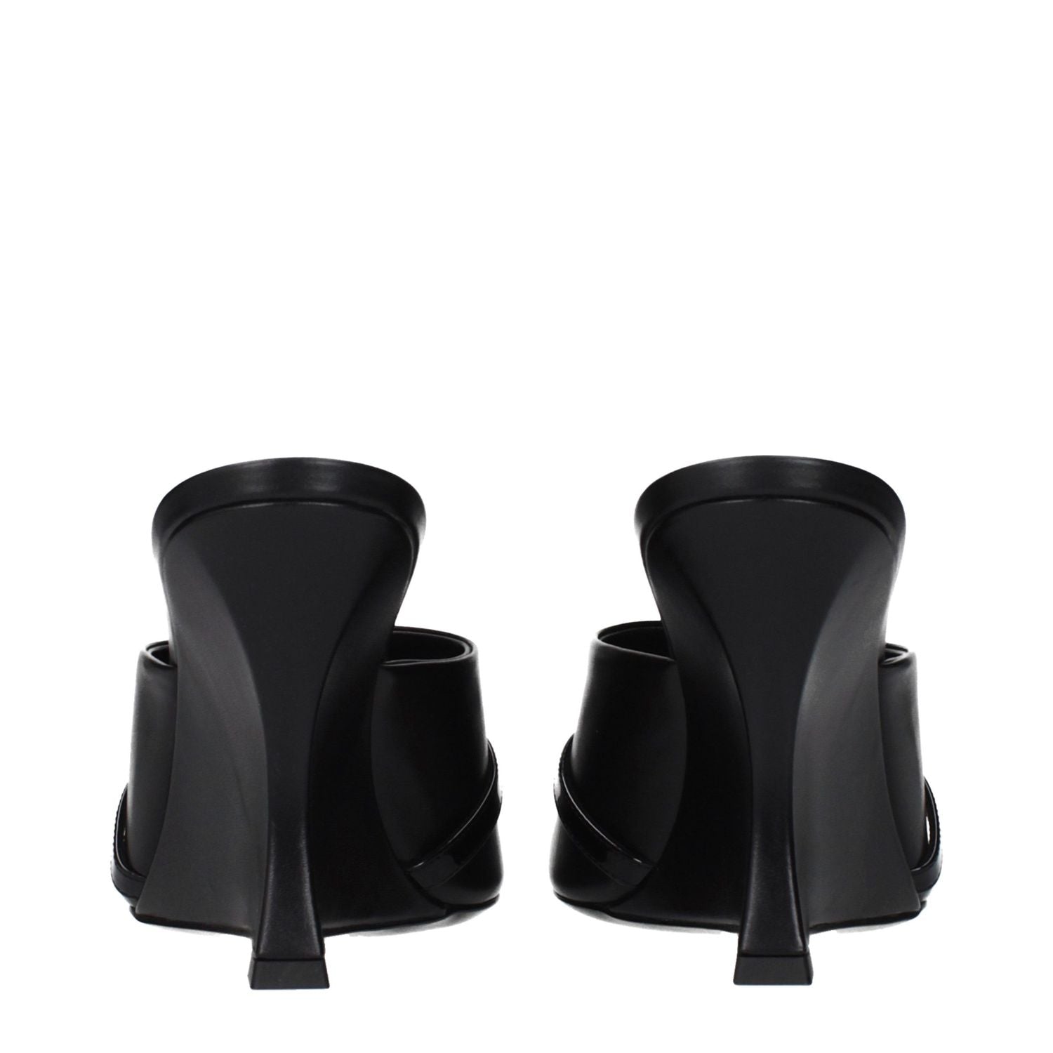 Versace Black Leather Wedge Sandals