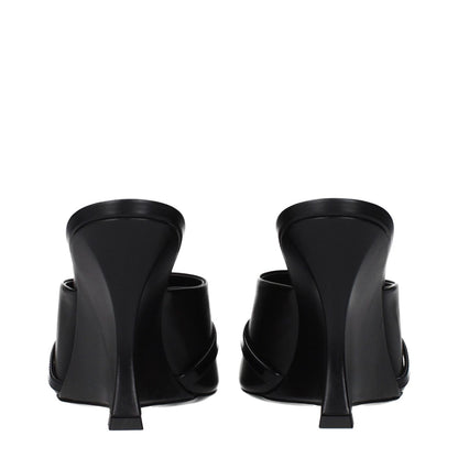 Versace Black Leather Wedge Sandals