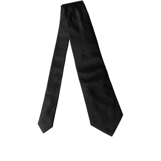Dolce & Gabbana Black Solid Satin Silk Adjustable Women Necktie Tie
