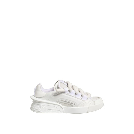 Dolce & Gabbana White Calfskin Leather Low Top Sneakers Shoes