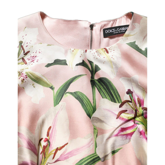 Dolce & Gabbana Light Pink LilyPrint Sleeveless Sheath Dress