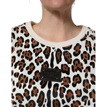 Dolce & Gabbana Multicolor Leopard Print Crew Neck T-shirt