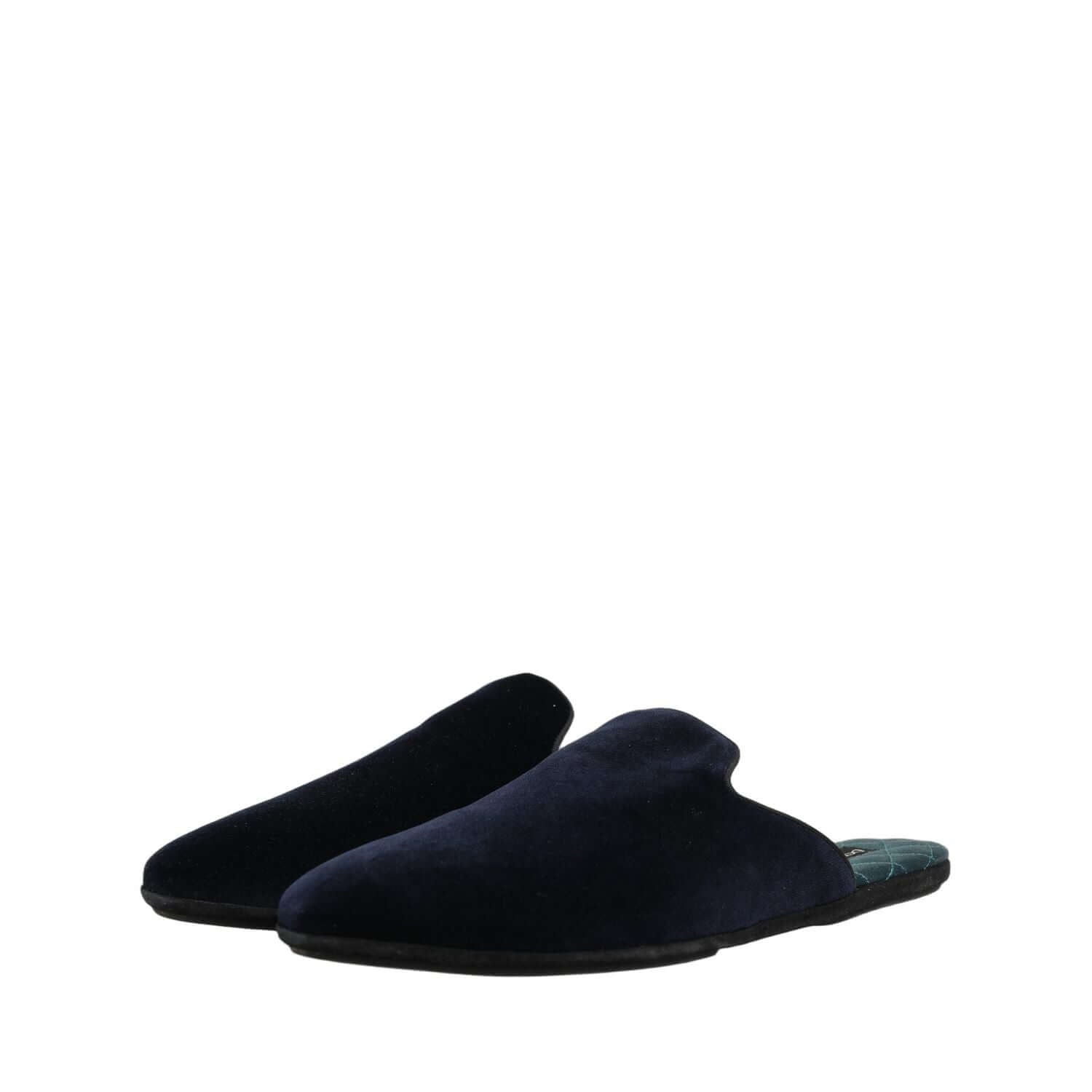 Dolce & Gabbana Dark Blue Suede Slides Flat Slipper Men Shoes