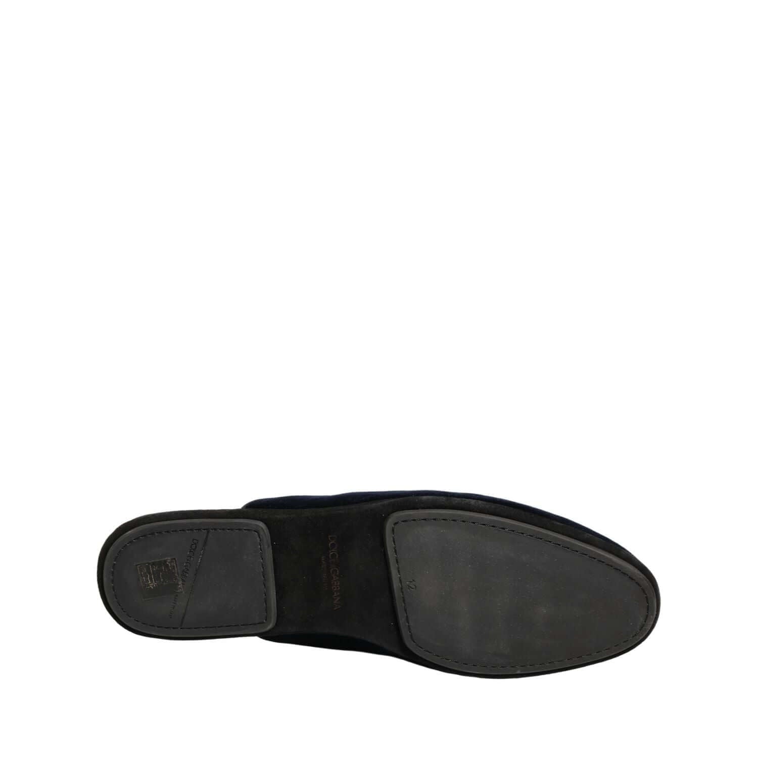 Dolce & Gabbana Dark Blue Suede Slides Flat Slipper Men Shoes
